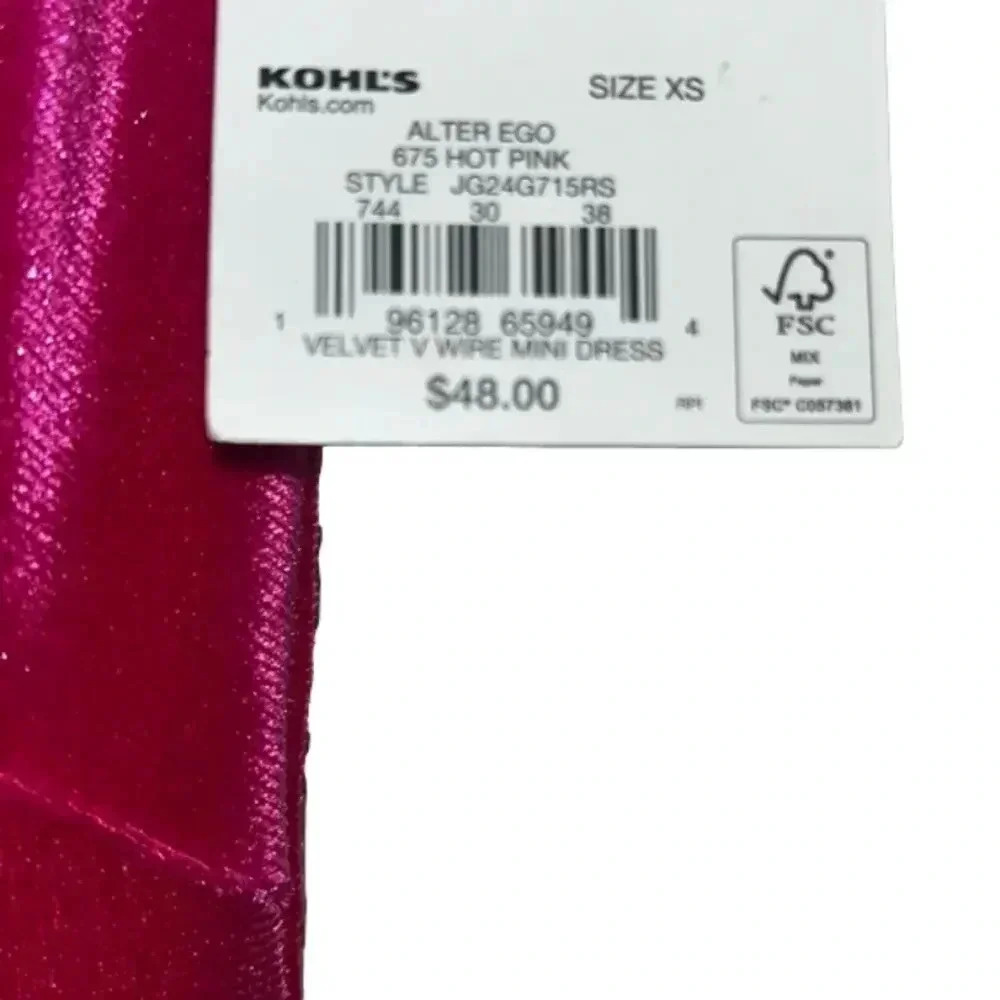NWT holiday party dress xs strapless hot pink velvet v wire mini dress new years - Picture 7 of 14